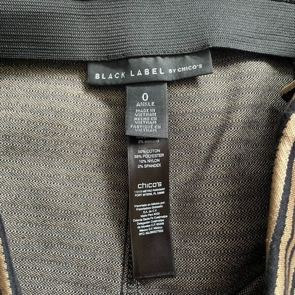 Chicos Black Label Ankle Pants Black Gold Stripes Size 0 US Size S u - Picture 10 of 12